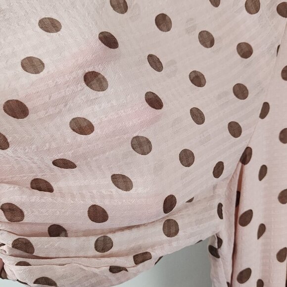 Lulus Dress sz M women Love You Tier-ly Blush Pink Polka Dot Tiered Midi Retro - Picture 6 of 16